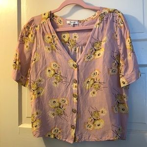 Madewell floral linen blend top